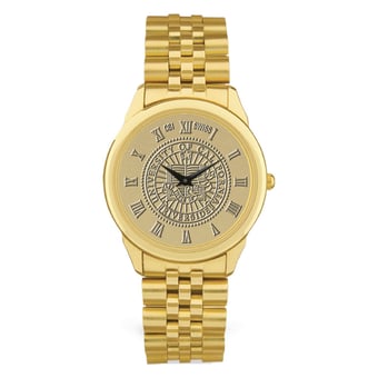 Gold UC Riverside Highlanders Team Medallion Rolled Link Bracelet Wristwatch