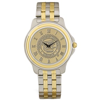 Gold/Silver George Mason Patriots Two-Tone Medallion Wristwatch