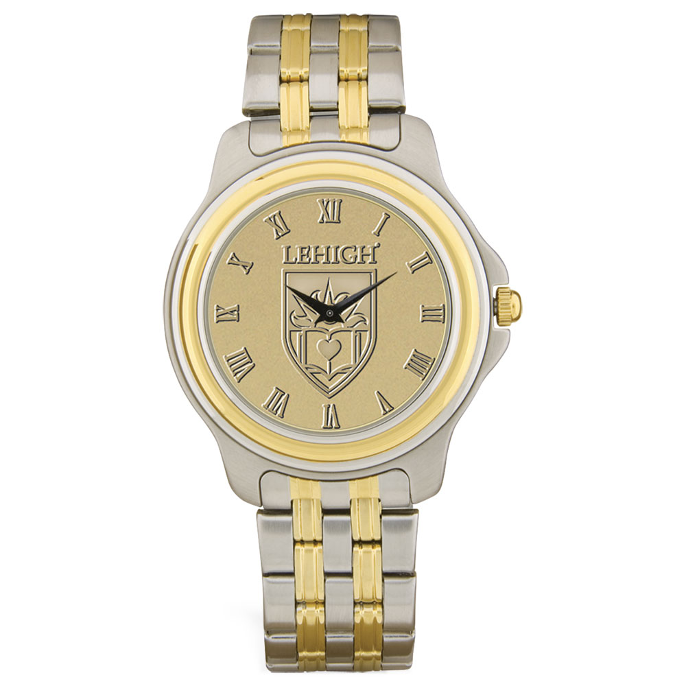 Gold/Silver Lehigh Mountain Hawks Two-Tone Medallion Wristwatch
