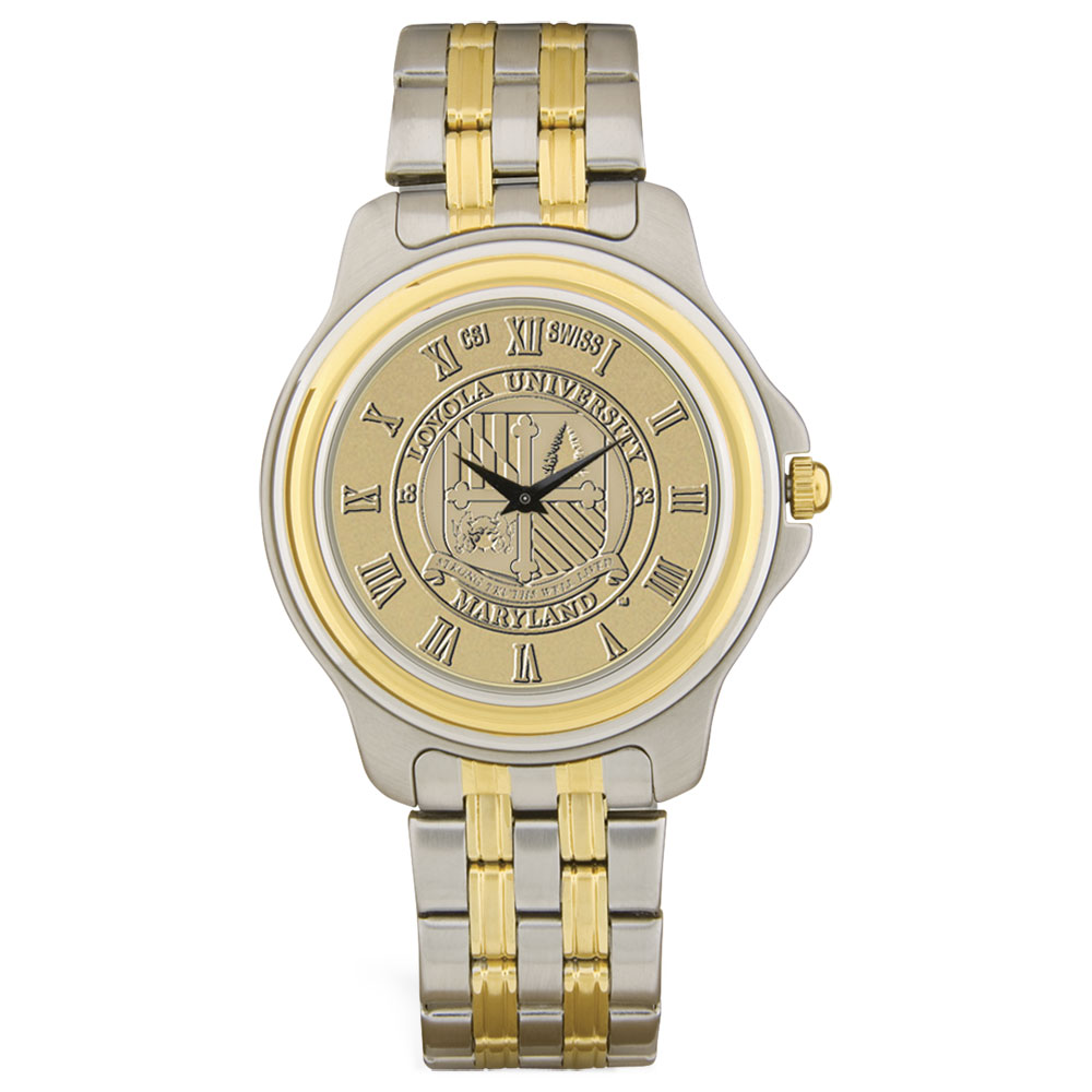 Gold/Silver Loyola Greyhounds Two-Tone Medallion Wristwatch