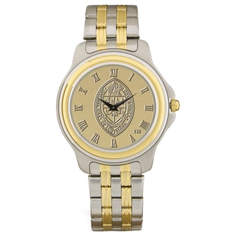 Gold/Silver Tulane Green Wave Logo Two-Tone Medallion Wristwatch