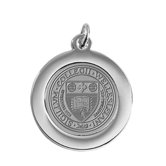 Silver Wellesley Blue Logo Pendant