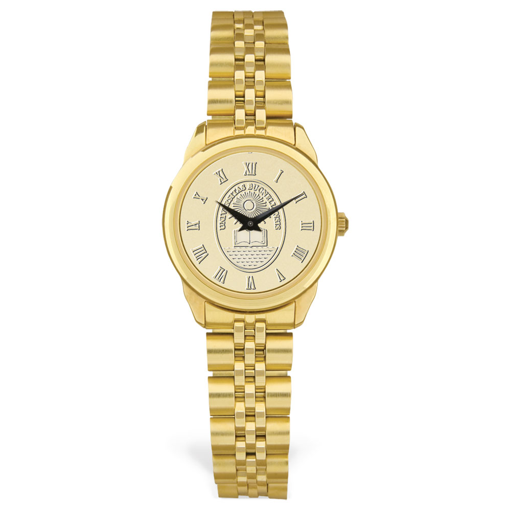 Women's Gold Bucknell Bison Medallion Rolled Link Bracelet Wristwatch