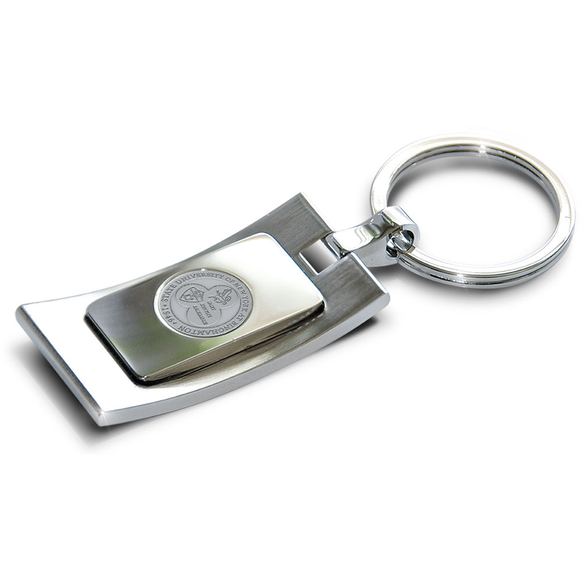 Silver Binghamton Bearcats Team Logo Curve Key Ring