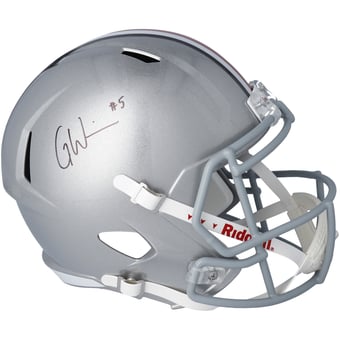 Garrett Wilson Ohio State Buckeyes Autographed Riddell Speed Replica Helmet