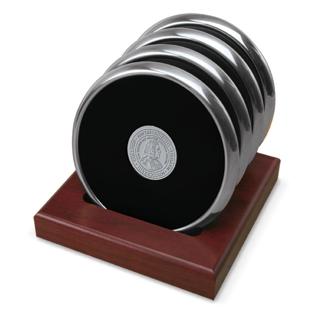 Silver Haverford College 4-Piece Coaster Set