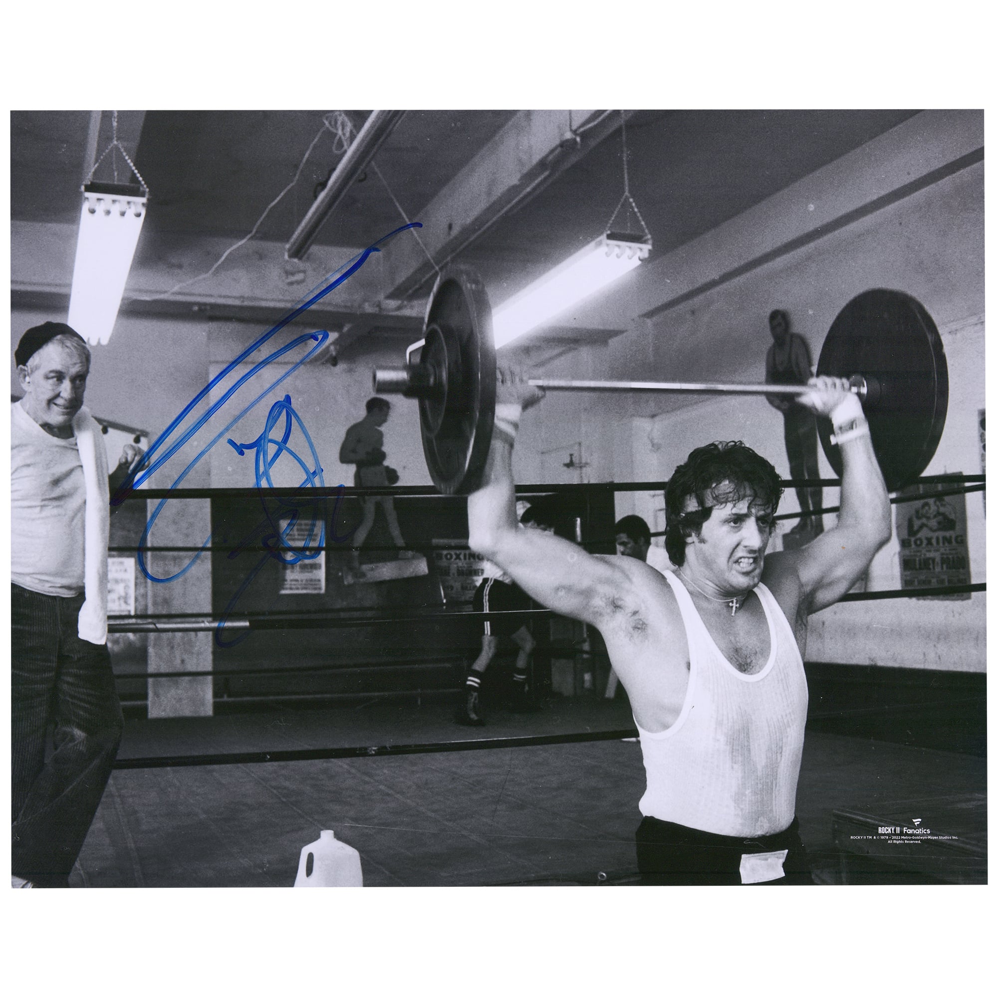 Sylvester Stallone Rocky II Autographed 16'' x 20'' Lifting Barbell Photograph
