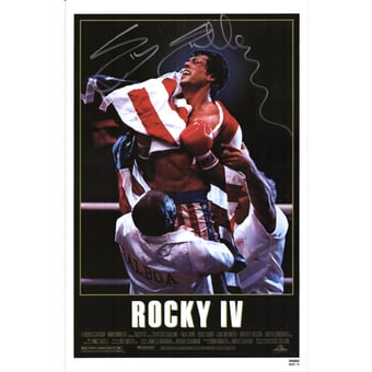 Sylvester Stallone Rocky IV Autographed 12'' x 18'' Movie Poster