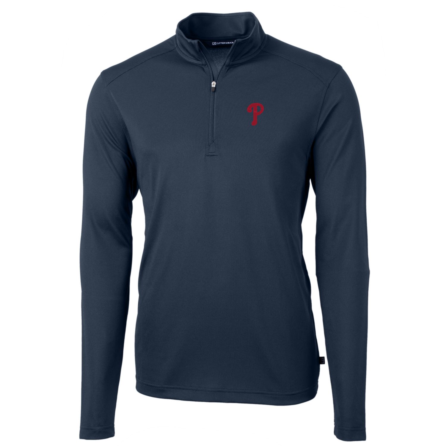 Men’s Cutter & Buck Navy Philadelphia Phillies Big & Tall Virtue Eco Pique Quarter-Zip Pullover Jacket Men’s Cutter & Buck Navy Philadelphia Phillies Big & Tall Virtue Eco Pique Quarter-Zip Pullover Jacket
