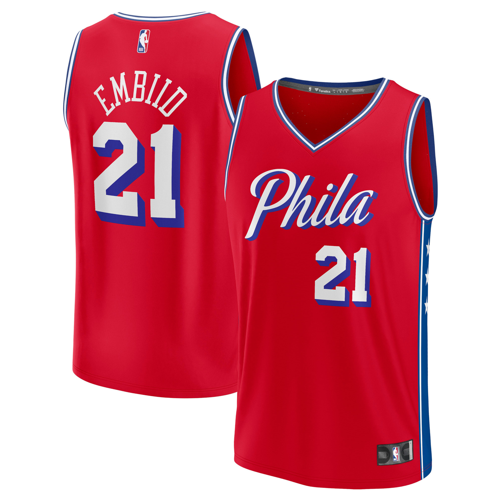Men's Fanatics Joel Embiid Red Philadelphia 76ers Fast Break Replica Player Jersey - Statement Edition