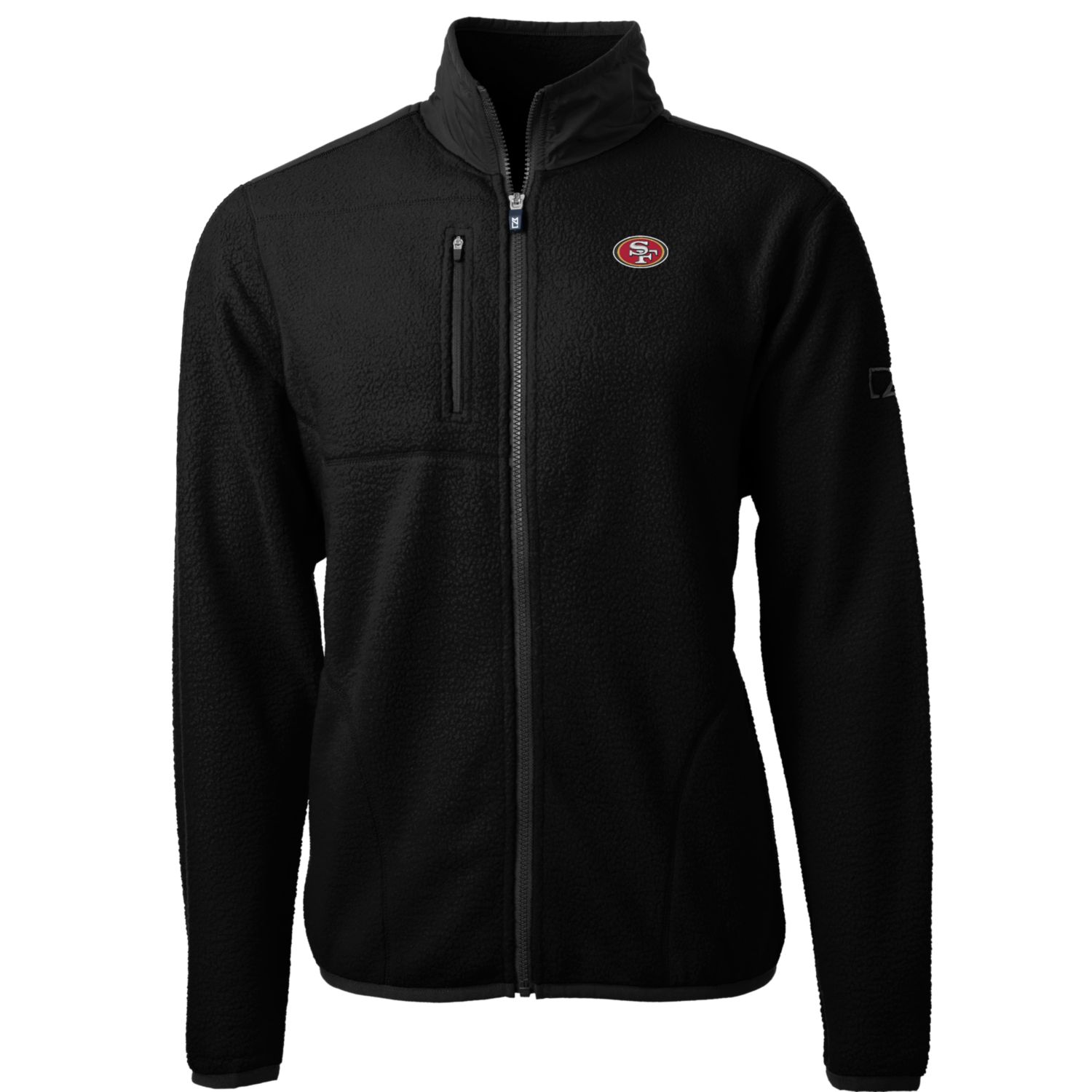 Men's Cutter & Buck Black San Francisco 49ers Cascade Eco Sherpa Fleece Full-Zip Jacket