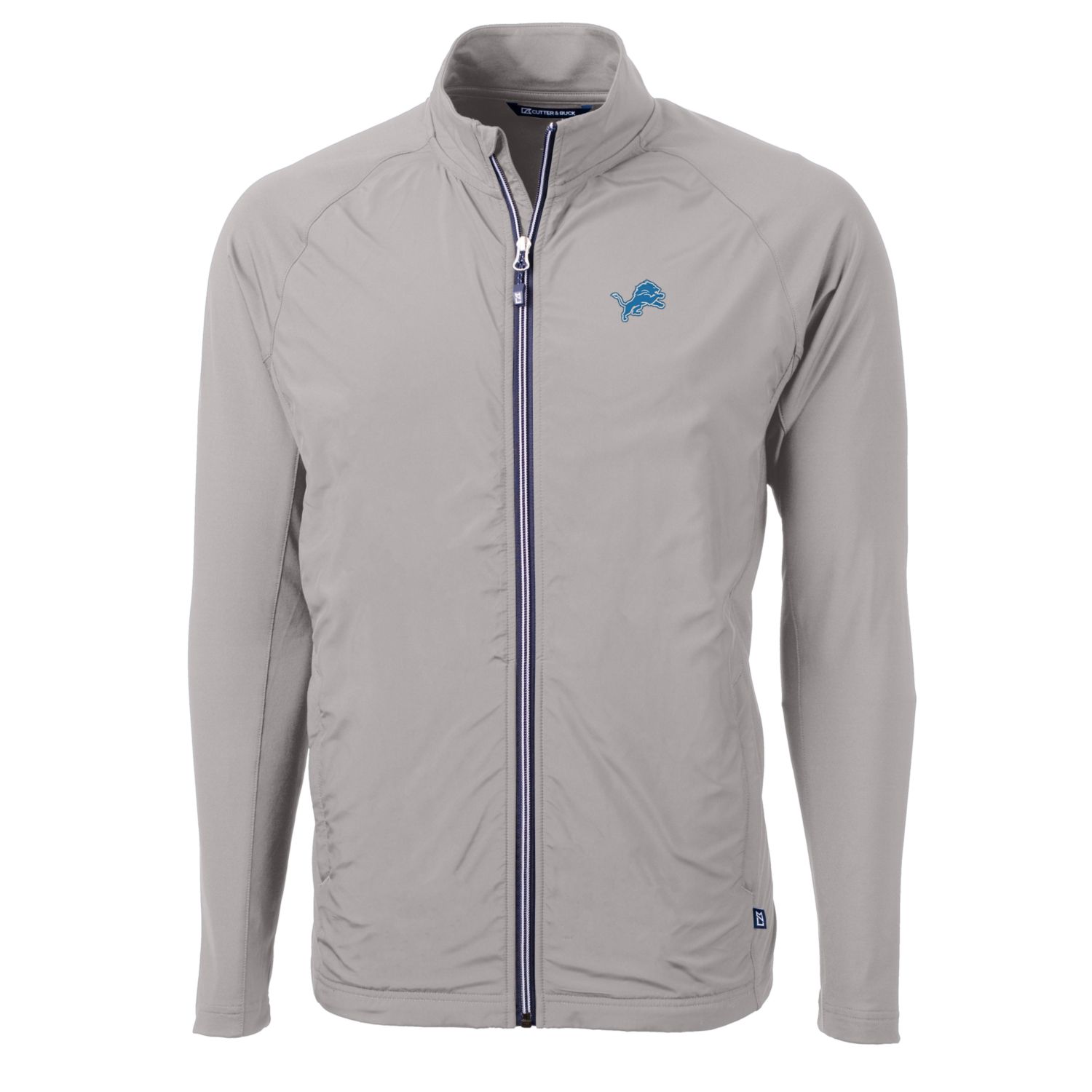Men's Cutter & Buck Gray Detroit Lions Big & Tall Adapt Eco Knit Full-Zip Raglan Jacket