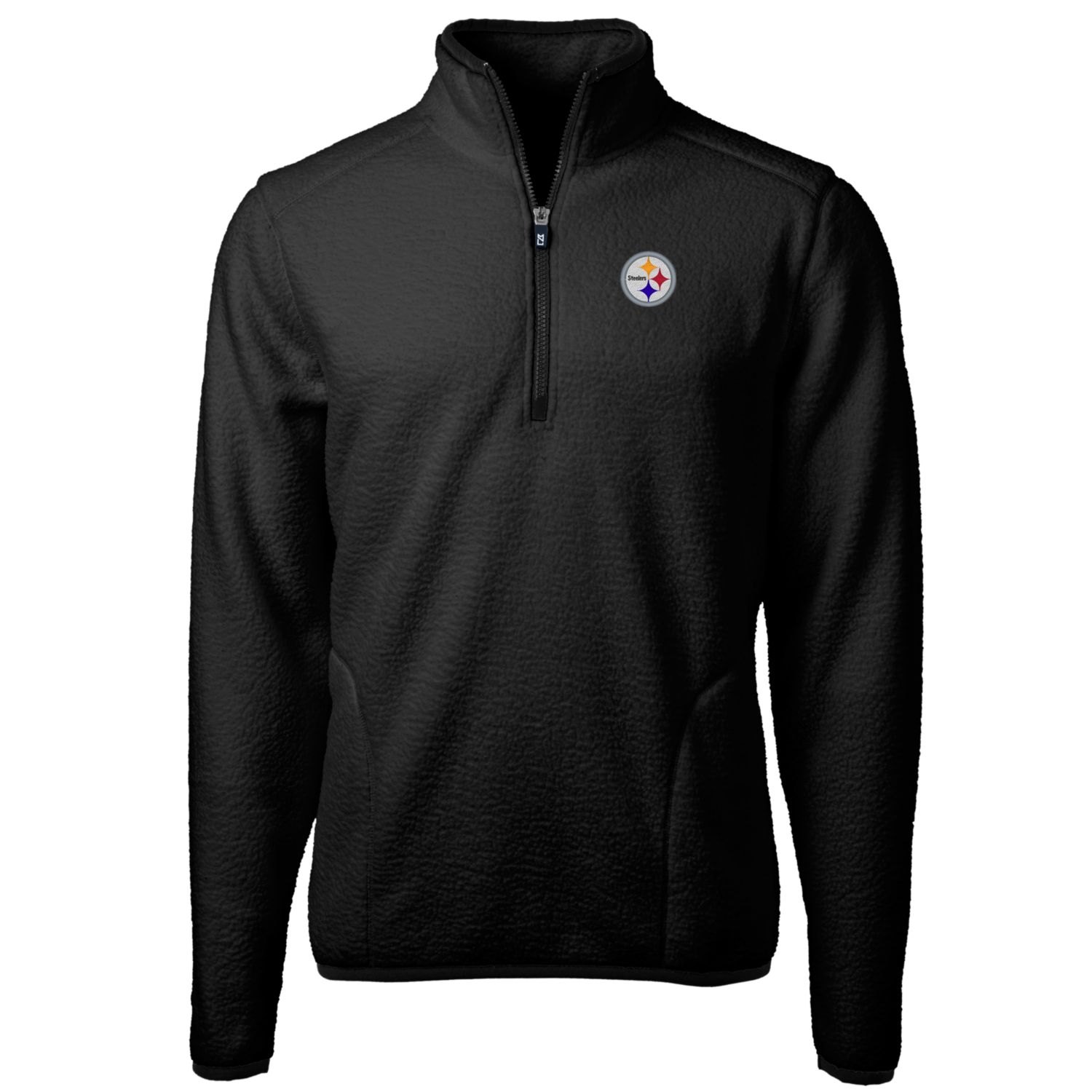 Men's Cutter & Buck Black Pittsburgh Steelers Big & Tall Cascade Eco Sherpa Fleece Quarter-Zip Pullover Jacket