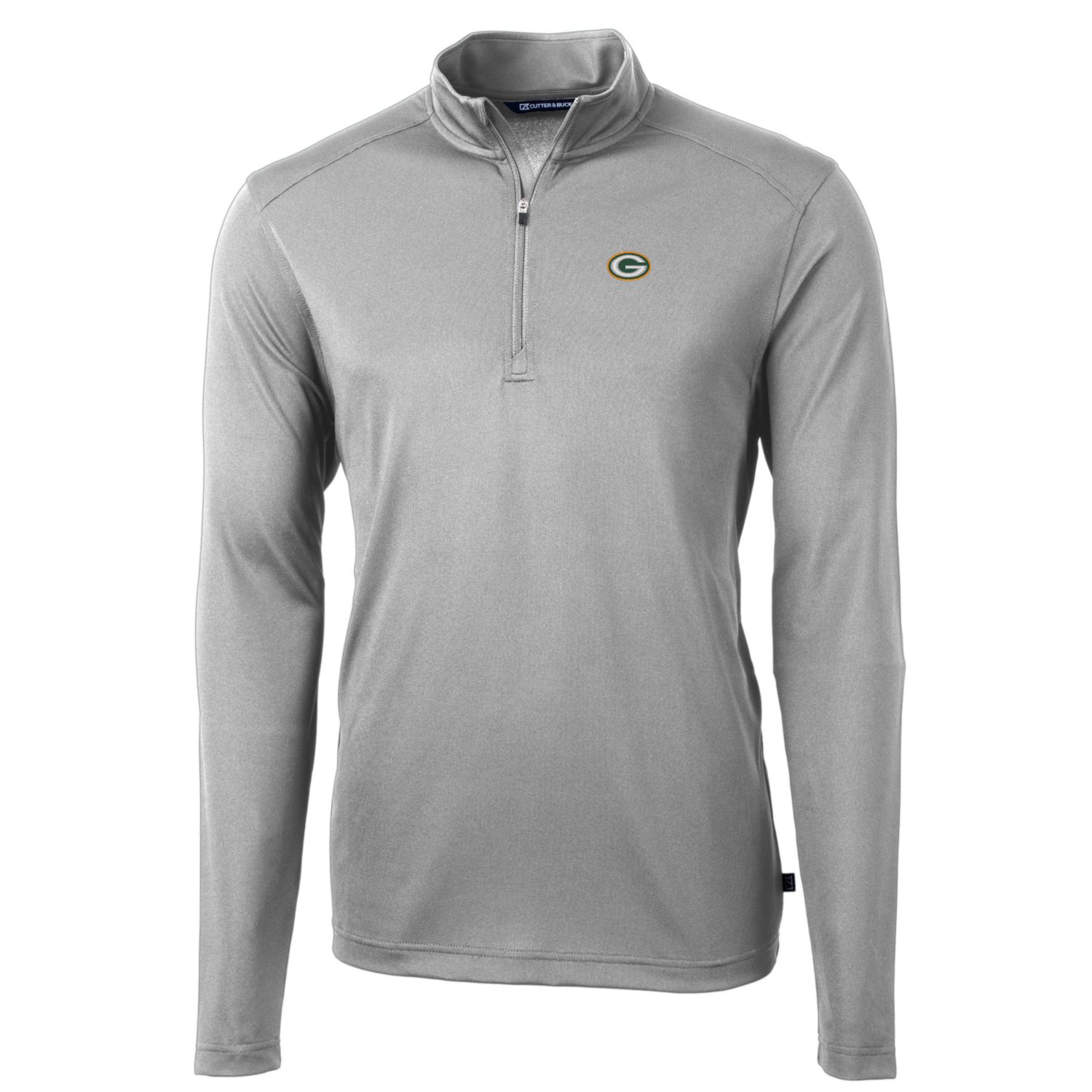 Men's Cutter & Buck Gray Green Bay Packers Big & Tall Virtue Eco Pique Quarter-Zip Pullover Jacket