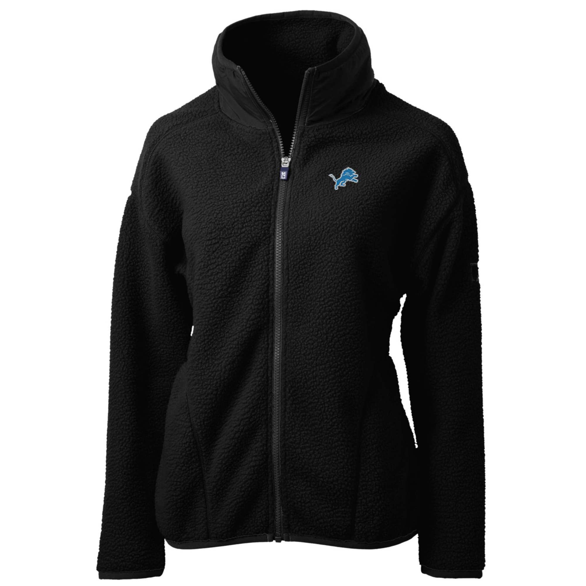 Women's Cutter & Buck Black Detroit Lions Cascade Eco Sherpa Fleece Full-Zip Jacket