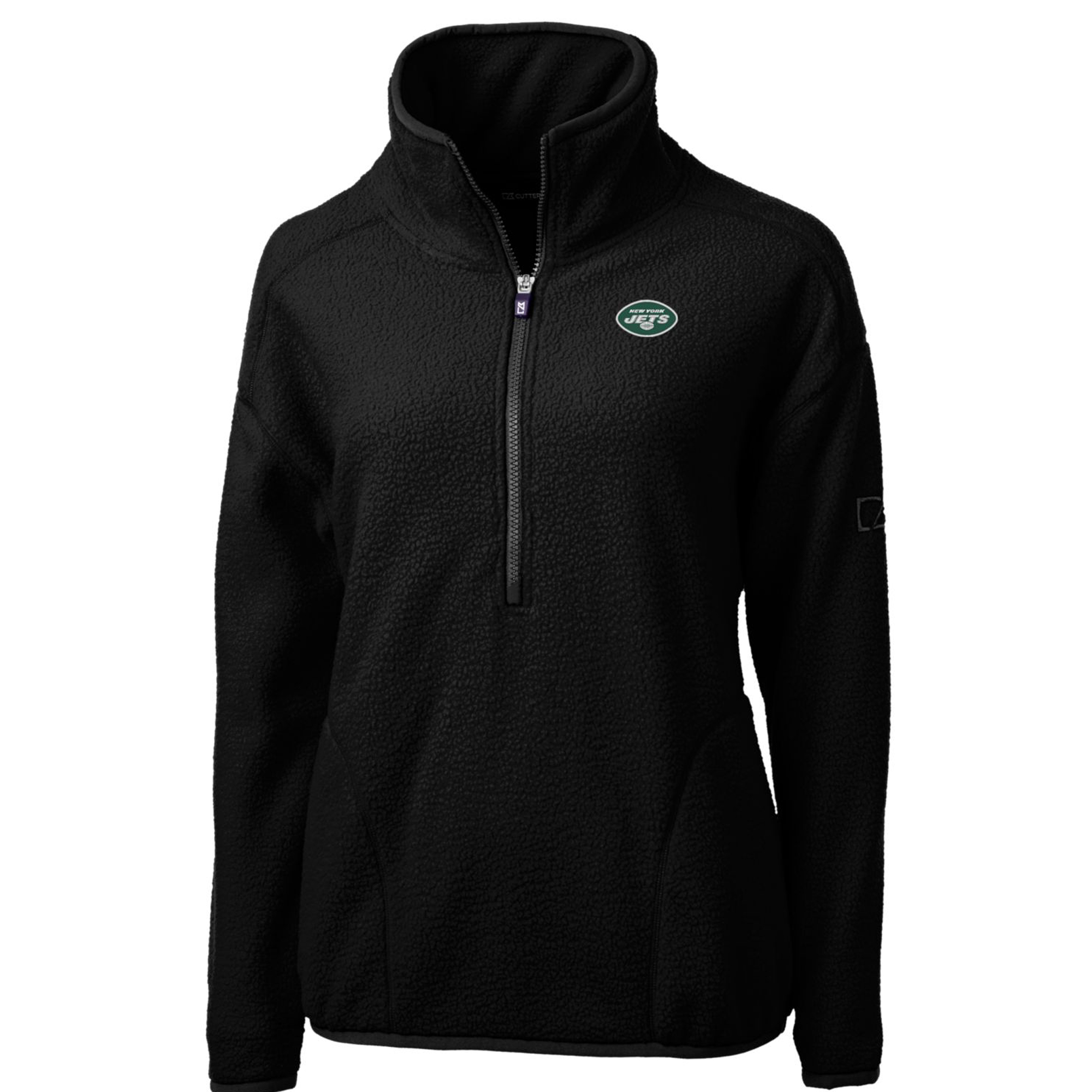 Women's Cutter & Buck Black New York Jets Cascade Eco Sherpa Fleece Half-Zip Pullover Jacket