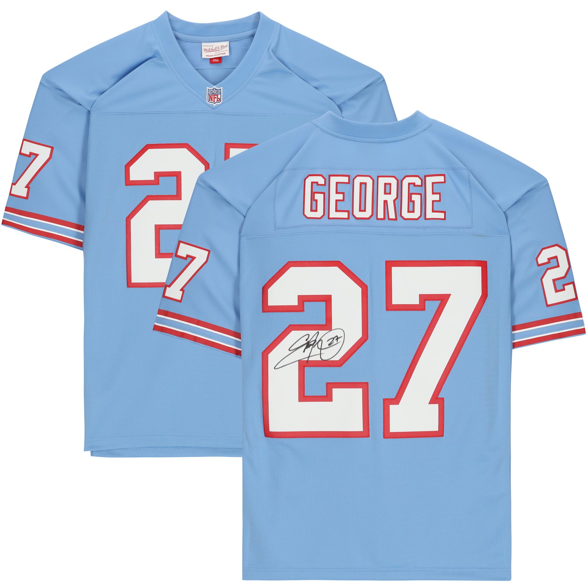 Eddie George Houston Oilers Autographed Light Blue Mitchell & Ness Legacy Jersey