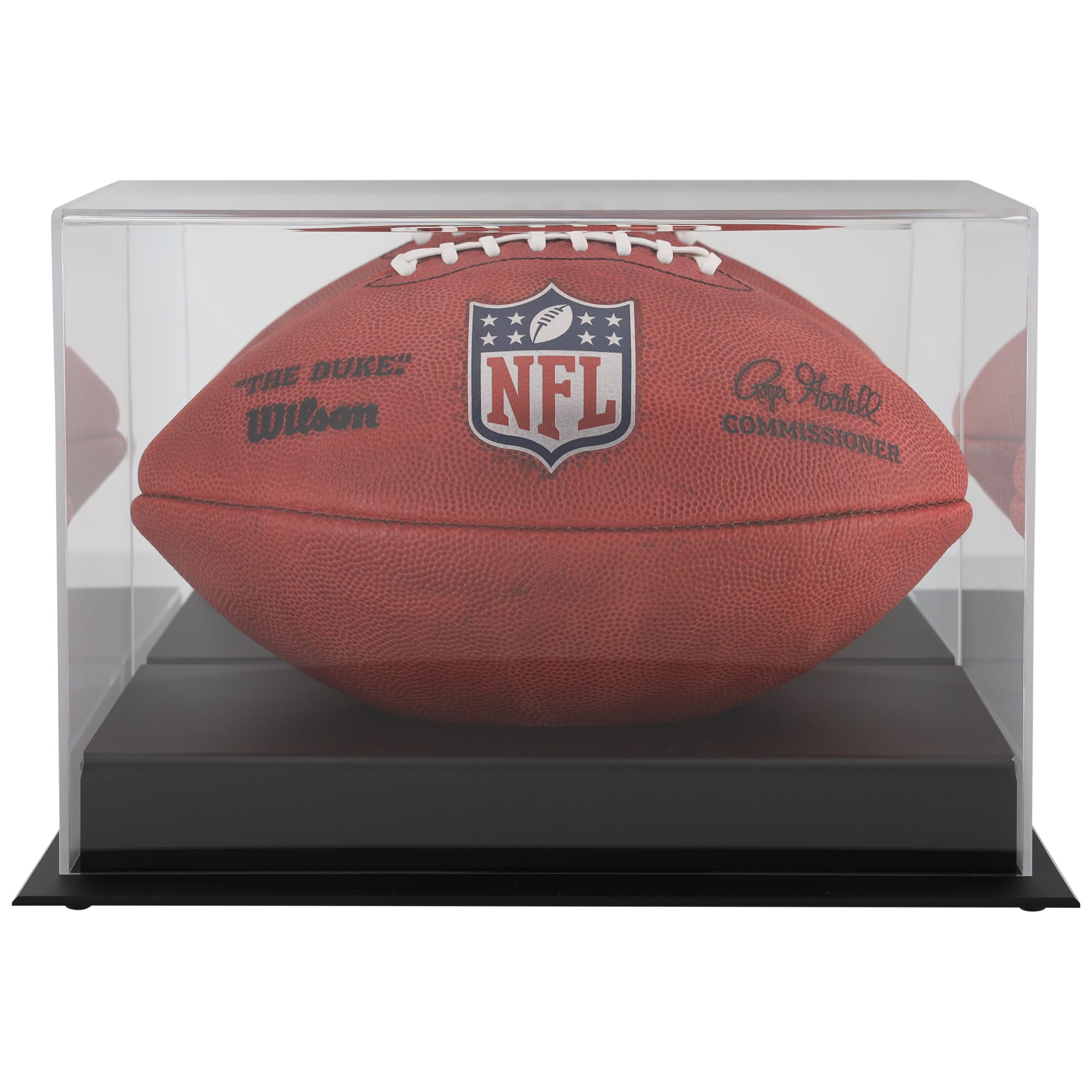 Black Base Acrylic Football Display Case with Mirror Back with Matte Finish Black Base Acrylic Football Display Case with Mirror Back with Matte Finish