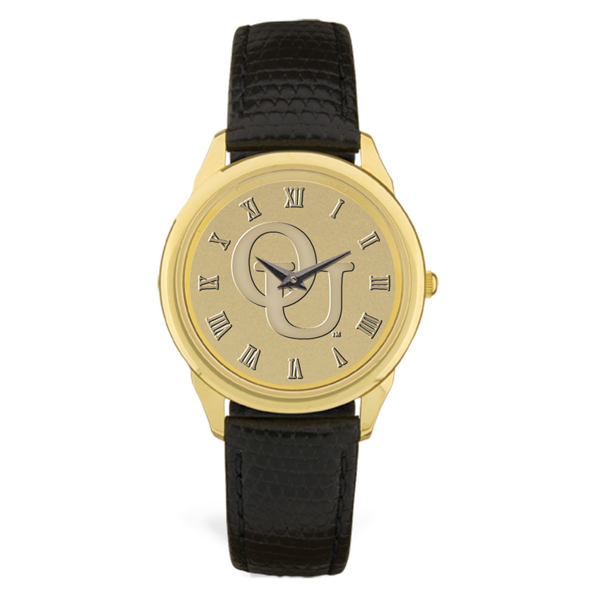 Men's Gold Oakland Golden Grizzlies Medallion Leather Wristwatch