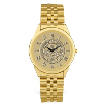 Gold Hood College Blazers Medallion Rolled Link Bracelet Wristwatch
