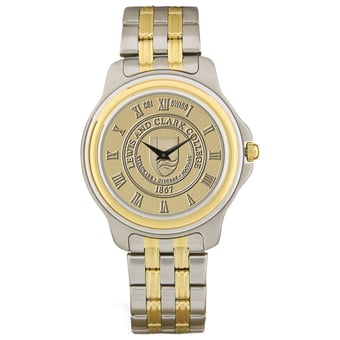 Gold/Silver Lewis & Clark College Pioneers Two-Tone Medallion Wristwatch