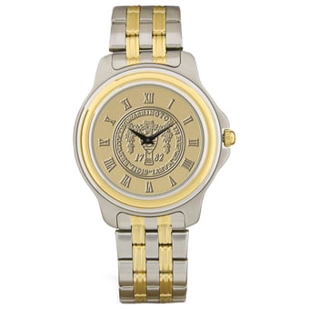 Gold/Silver Washington College Shoremen Two-Tone Medallion Wristwatch