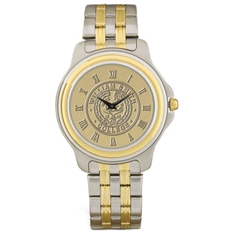 Gold/Silver Hobart & William Smith Colleges Two-Tone Medallion Wristwatch