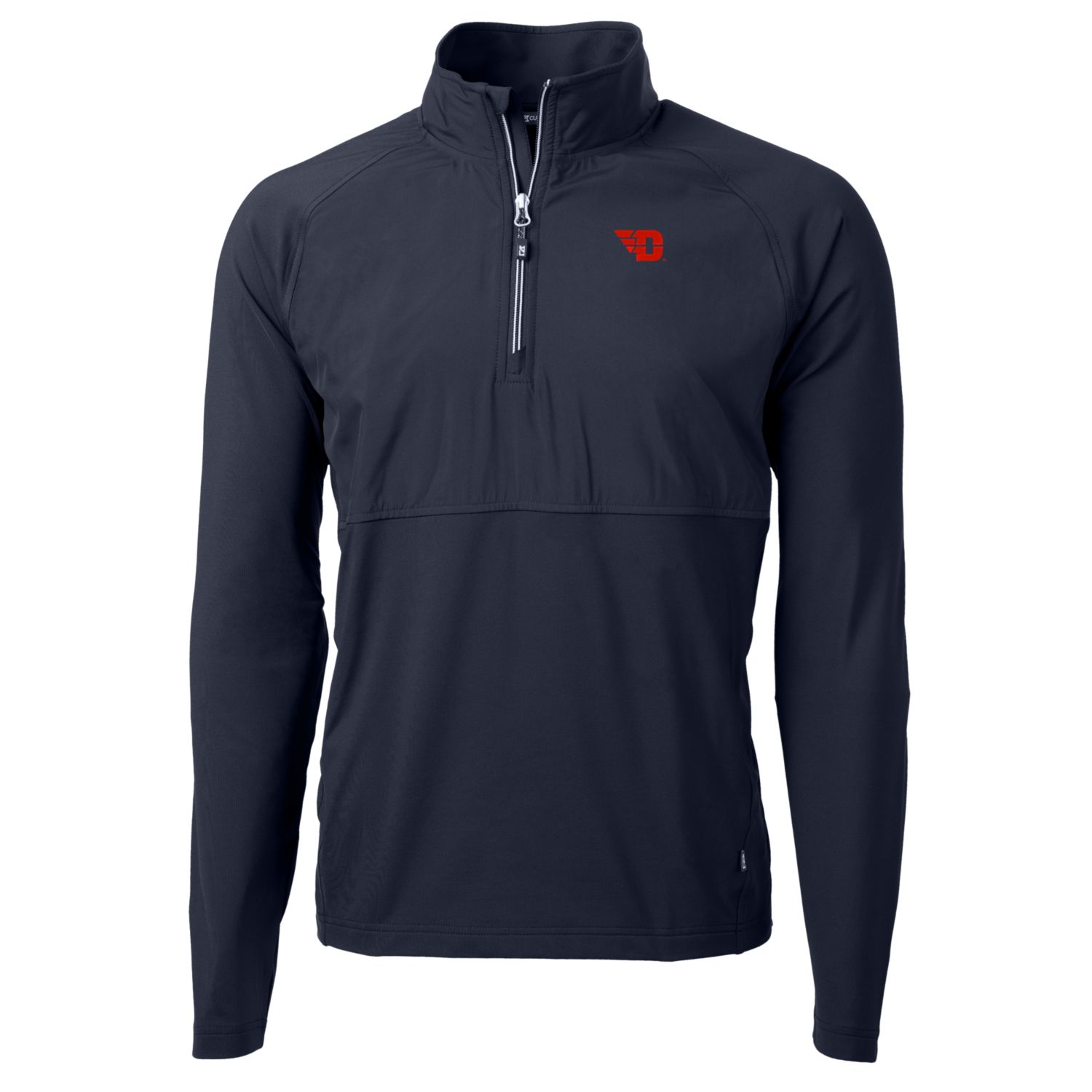 Men’s Cutter & Buck Navy Dayton Flyers Adapt Eco Knit Hybrid Recycled Quarter-Zip Pullover Top
