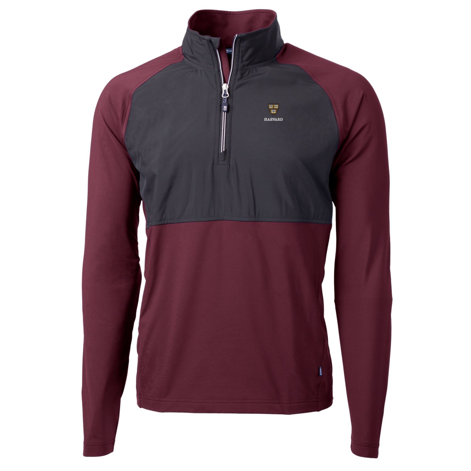Men’s Cutter & Buck Crimson/Black Harvard Crimson Adapt Eco Knit Hybrid Recycled Quarter-Zip Pullover Top Men’s Cutter & Buck Crimson/Black Harvard Crimson Adapt Eco Knit Hybrid Recycled Quarter-Zip Pullover Top
