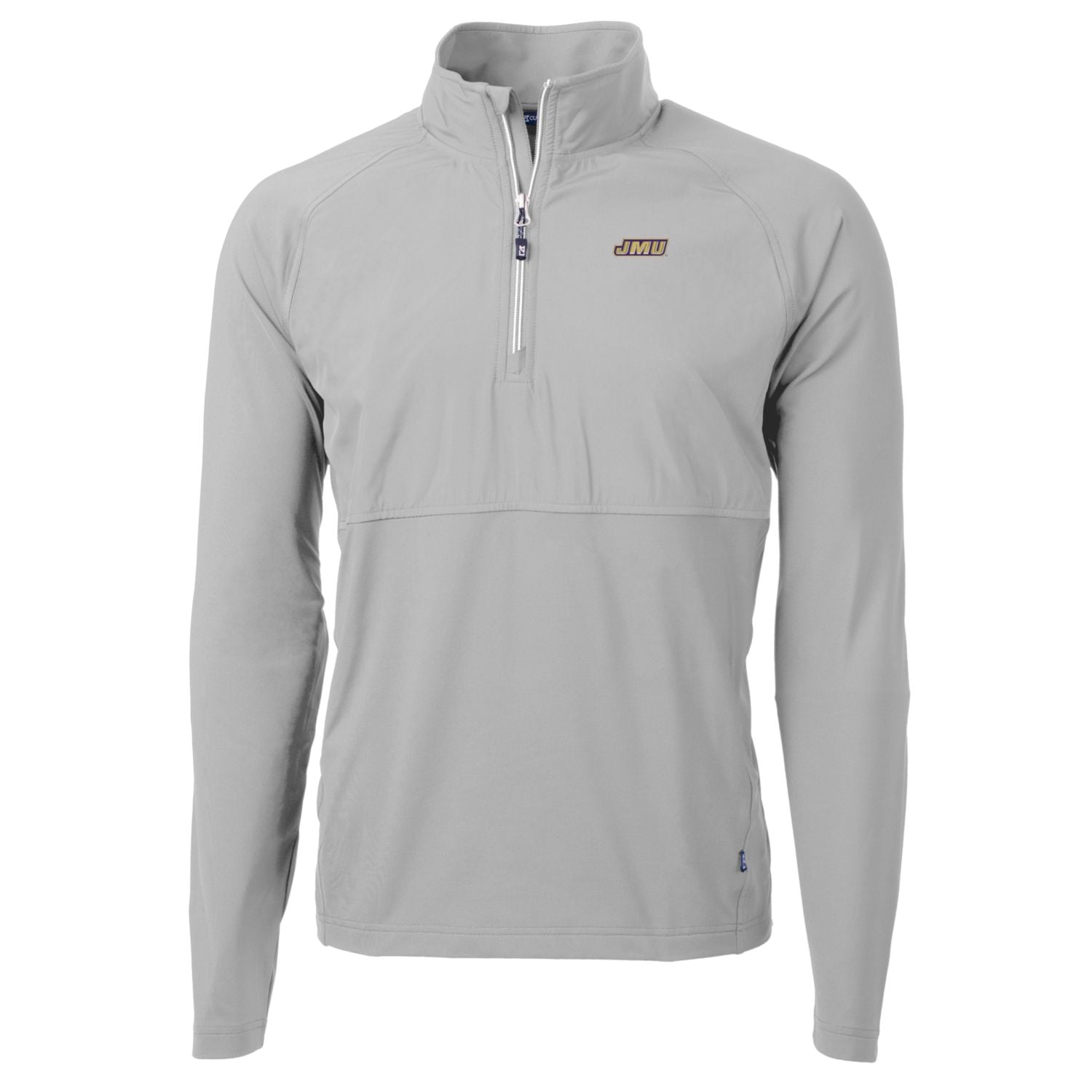 Men's Cutter & Buck Silver James Madison Dukes Adapt Eco Knit Hybrid Recycled Quarter-Zip Pullover Top
