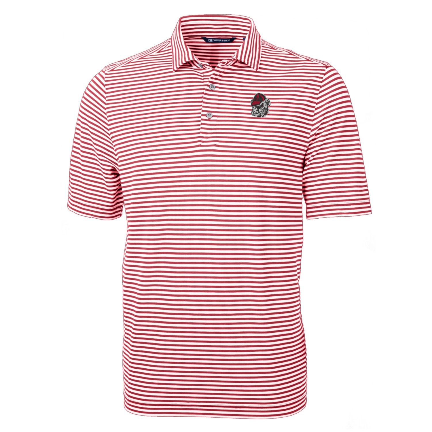 Men's Cutter & Buck Red Georgia Bulldogs Virtue Eco Pique Stripe Recycled Polo