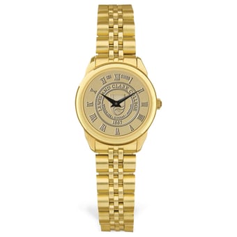 Women's Gold Lewis & Clark College Pioneers Medallion Rolled Link Bracelet Wristwatch
