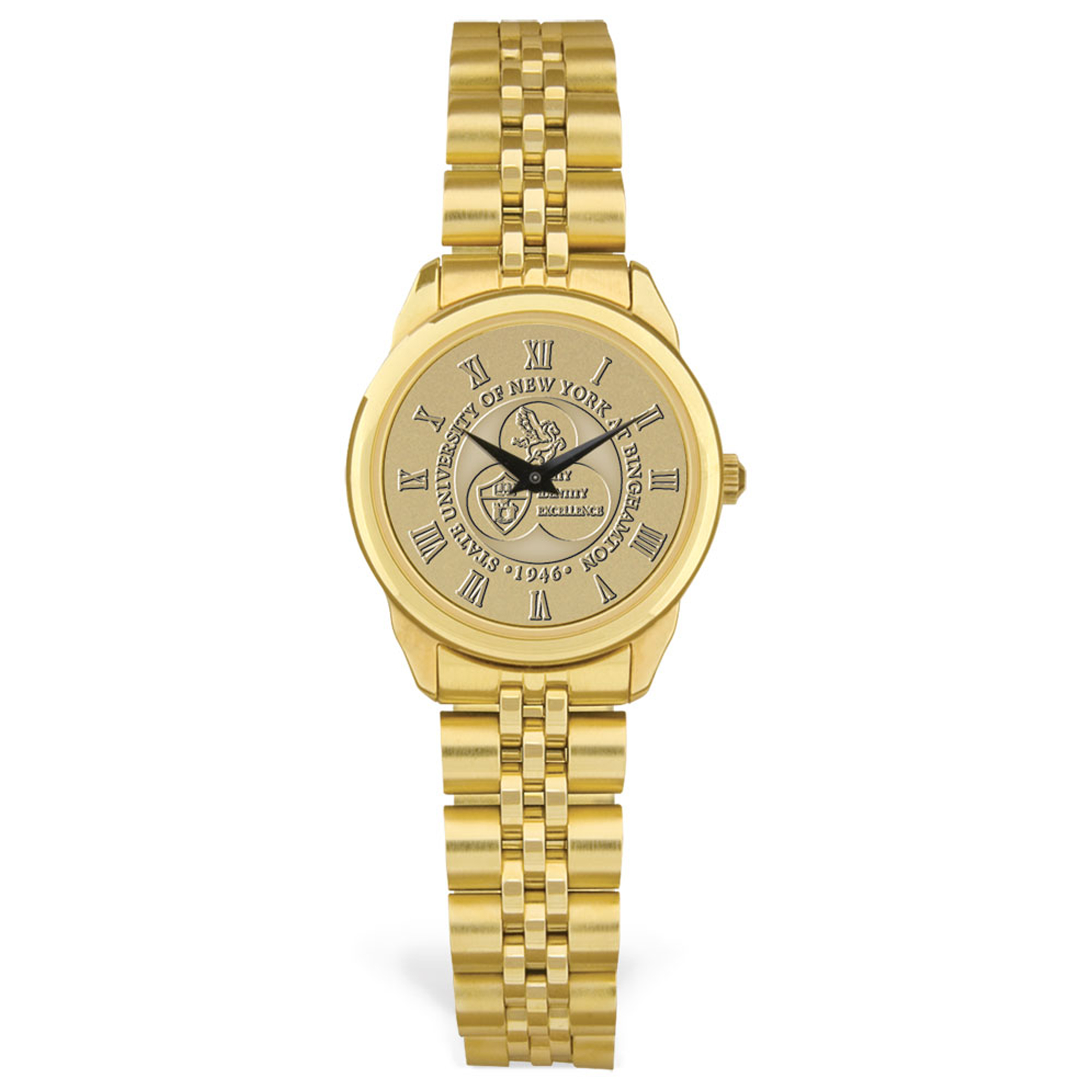 Women's Gold Binghamton Bearcats Medallion Rolled Link Bracelet Wristwatch