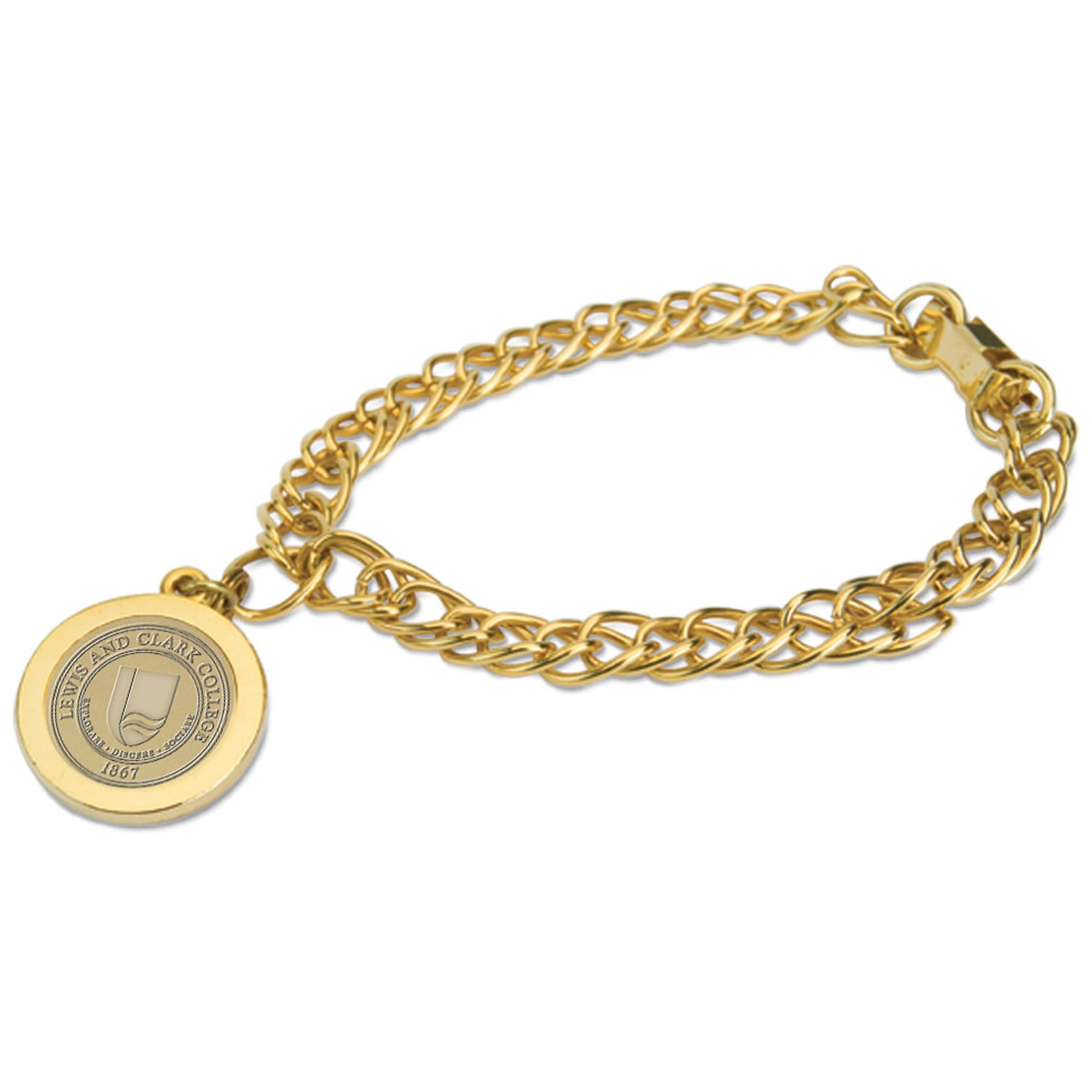 Women's Gold Lewis & Clark College Pioneers Charm Bracelet