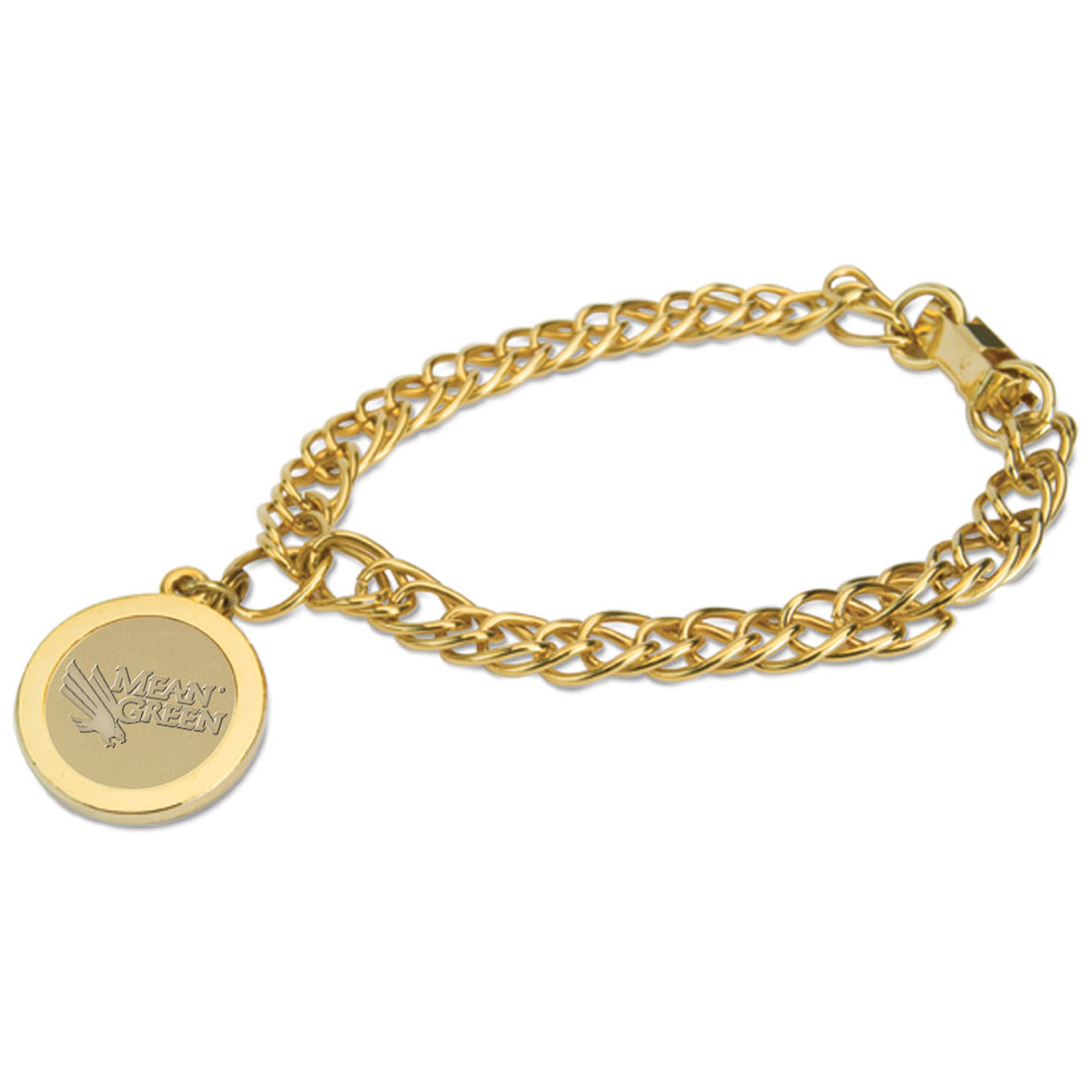 Women's Gold North Texas Mean Green Charm Bracelet