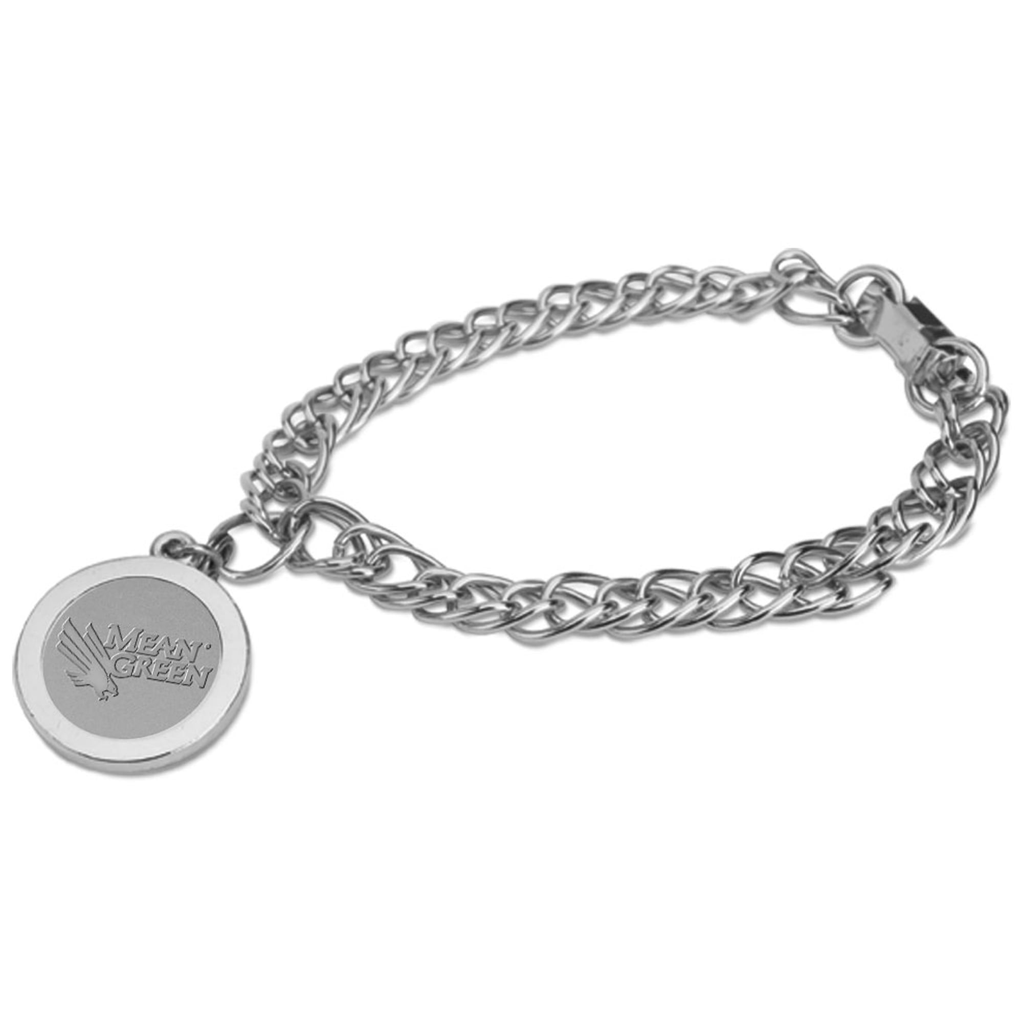 Women's Silver North Texas Mean Green Charm Bracelet