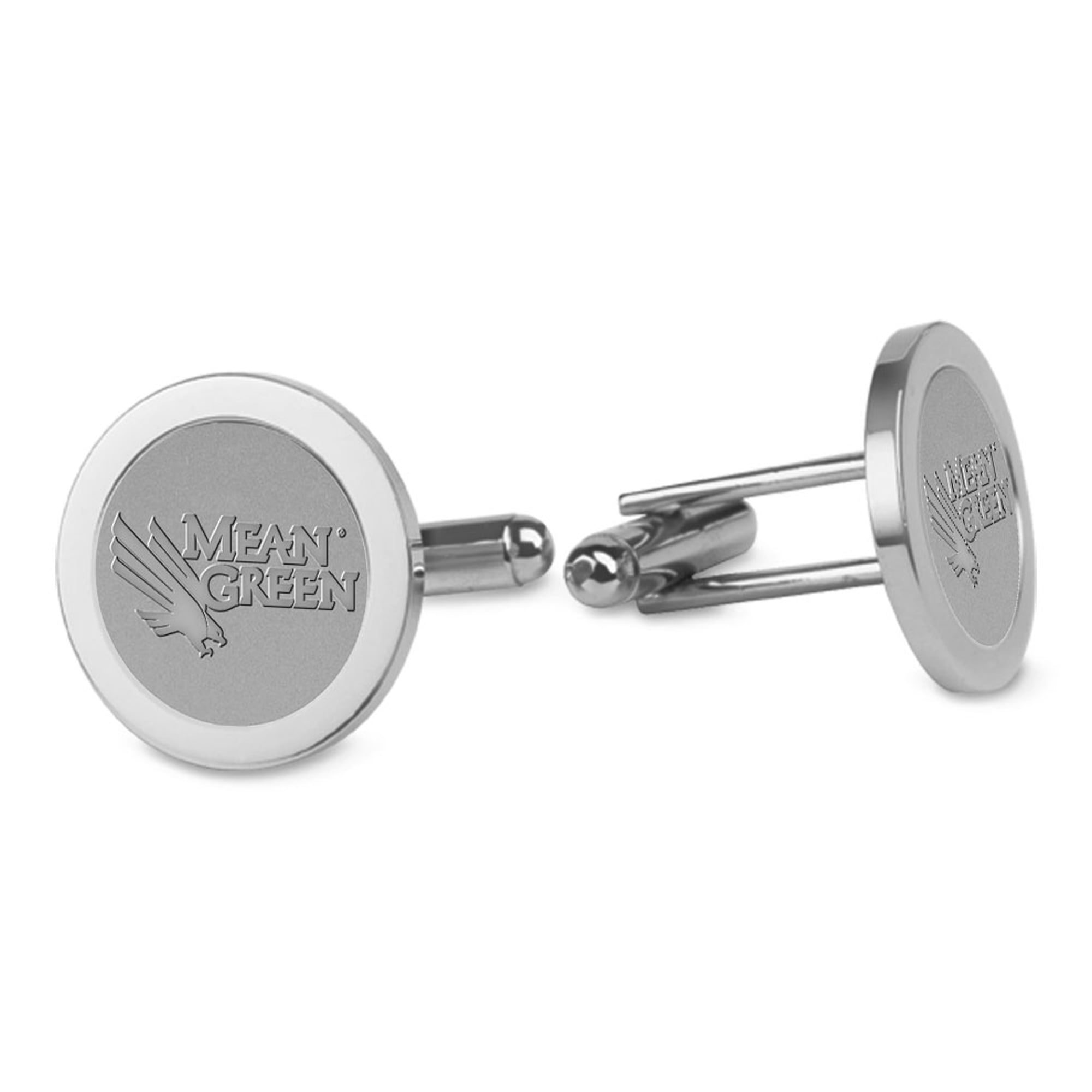 Men's Silver North Texas Mean Green Cufflinks