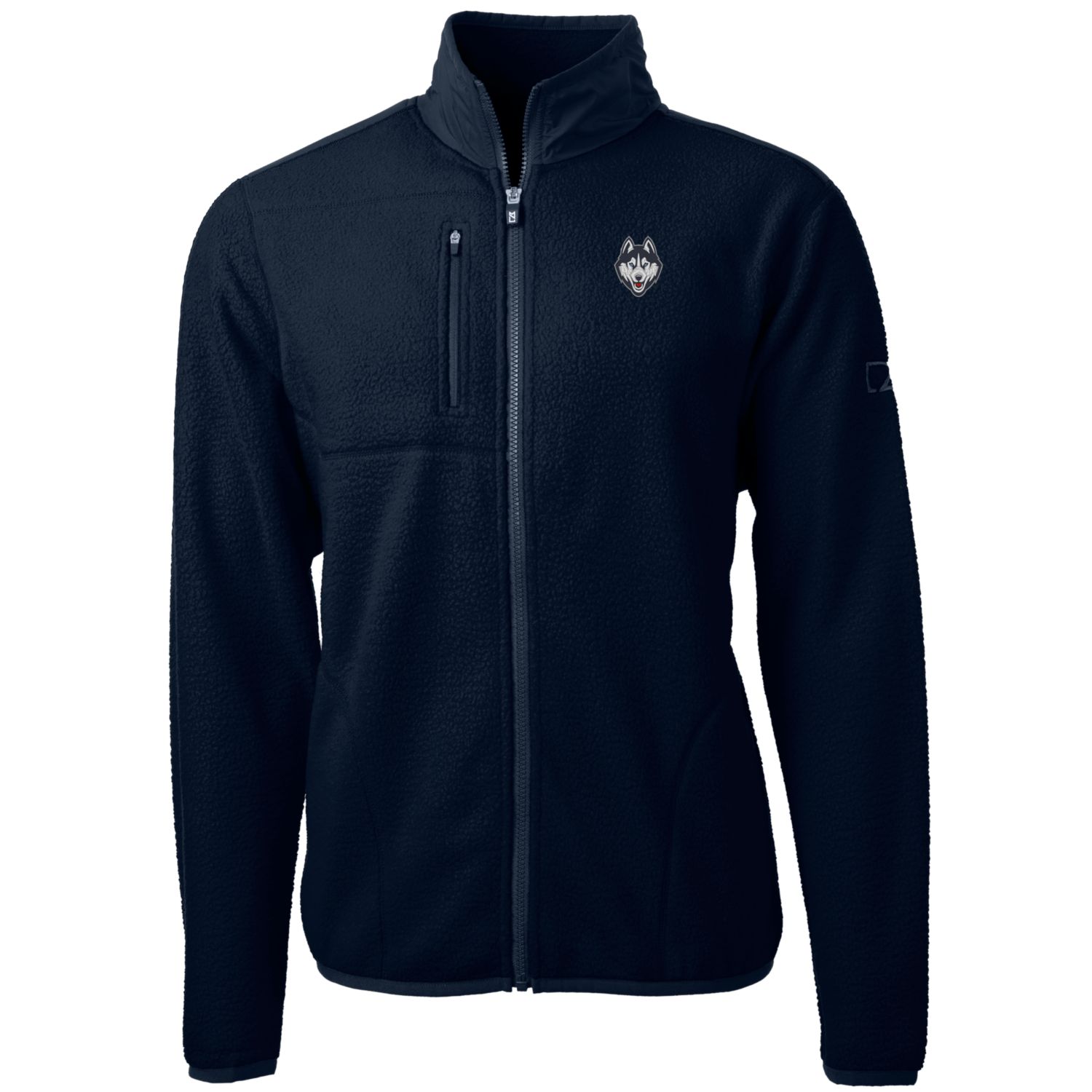 Men's Cutter & Buck Navy UConn Huskies Team Logo Cascade Eco Sherpa Fleece Full-Zip Jacket
