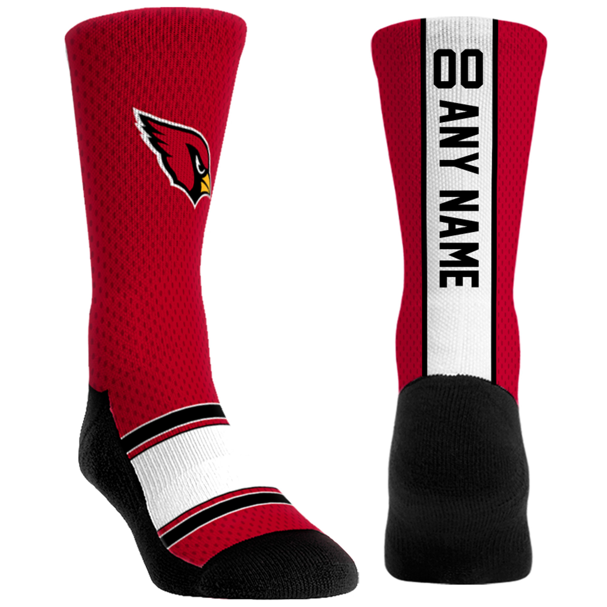 Unisex Rock Em Red Arizona Cardinals Custom Jersey Crew Socks