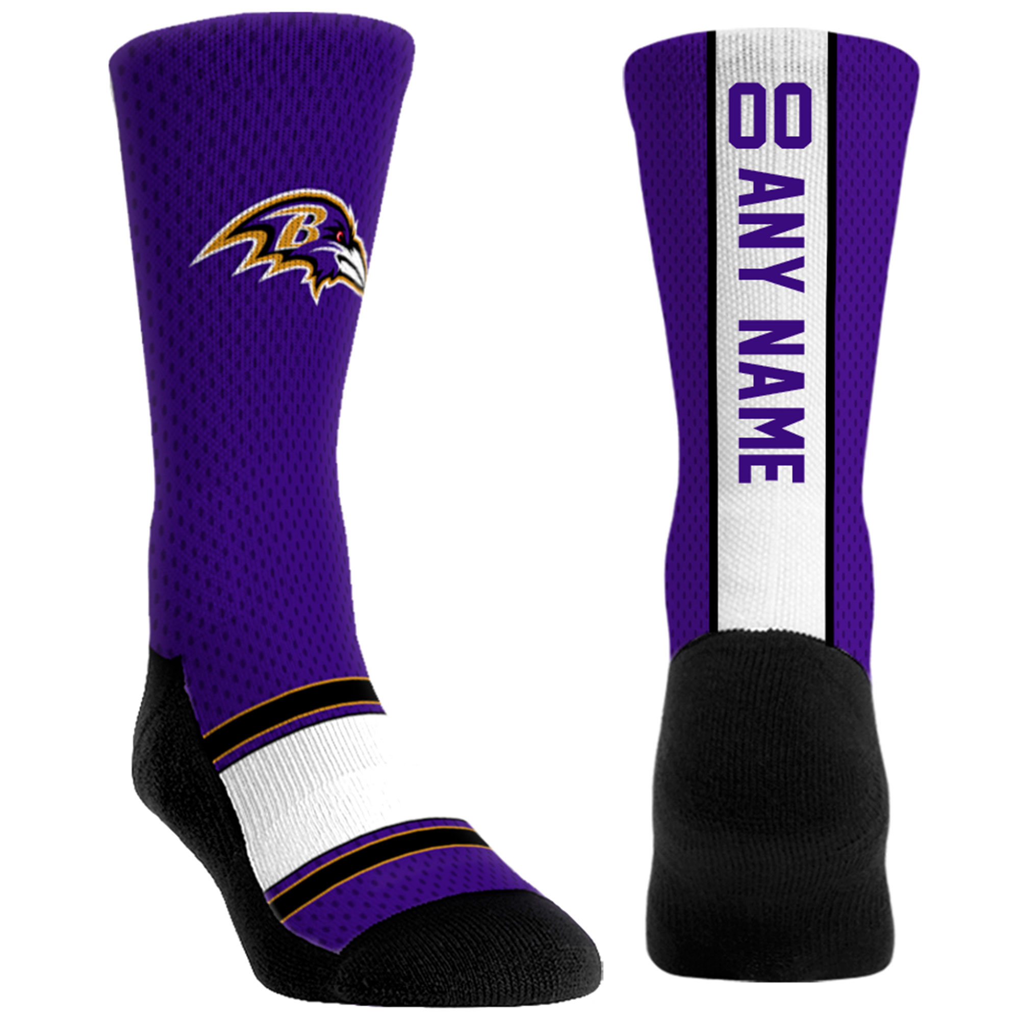 Unisex Rock Em Purple Baltimore Ravens Custom Jersey Crew Socks