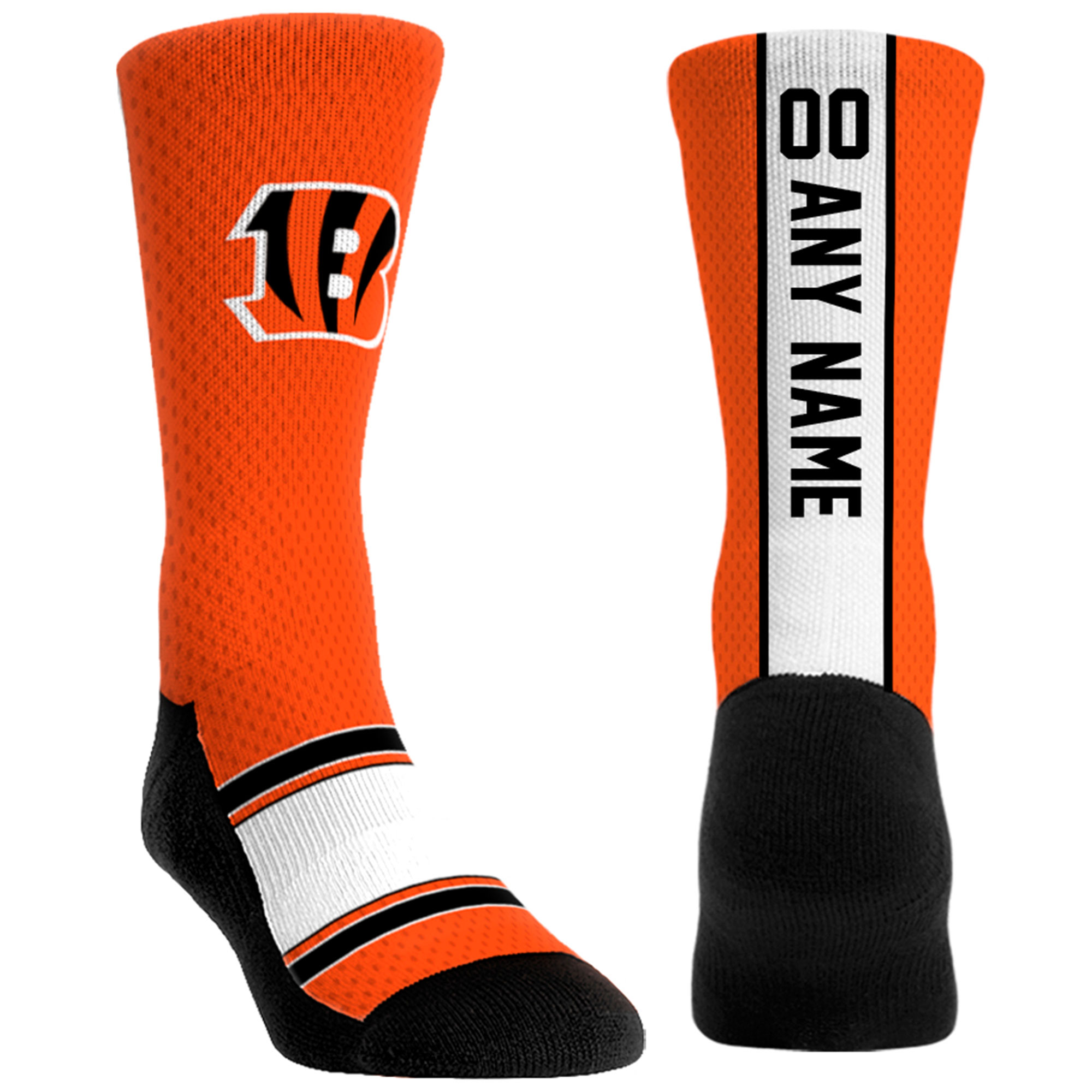 Unisex Rock Em Orange Cincinnati Bengals Custom Jersey Crew Socks