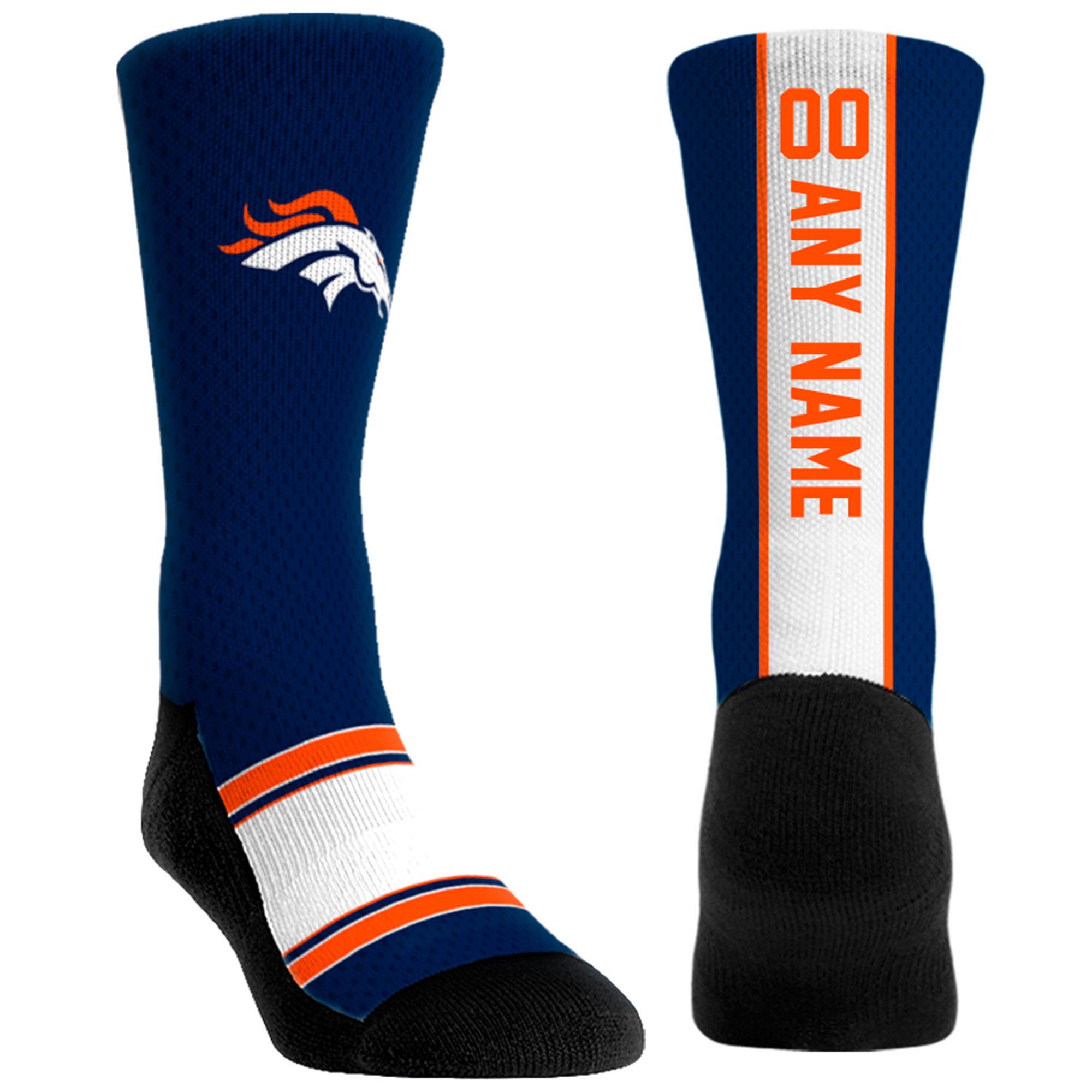 Unisex Rock Em Navy Denver Broncos Custom Jersey Crew Socks