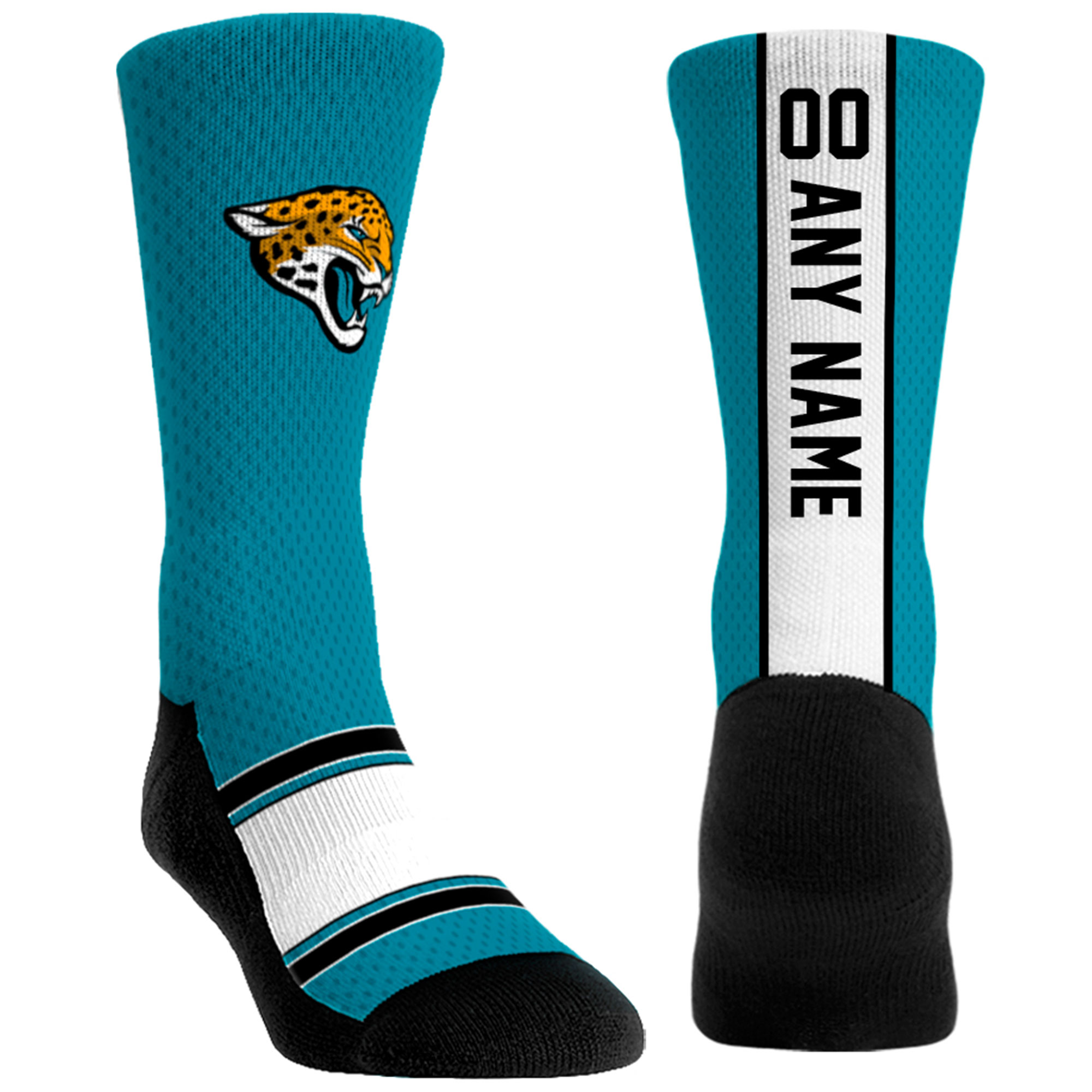 Unisex Rock Em Teal Jacksonville Jaguars Custom Jersey Crew Socks