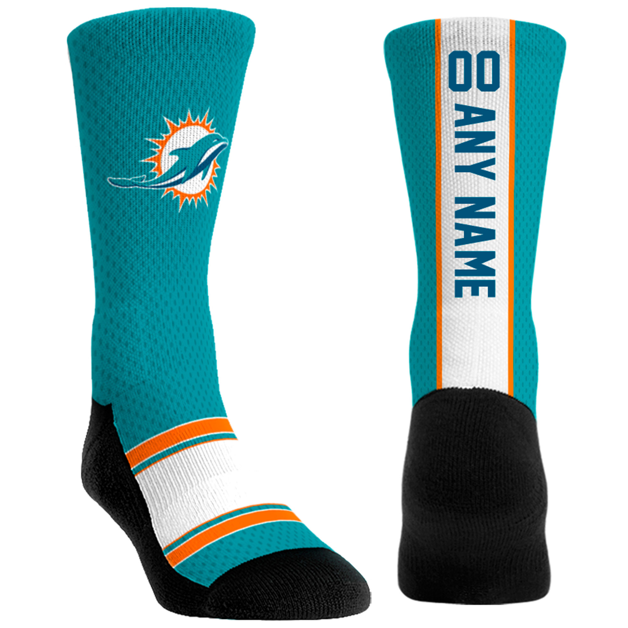 Unisex Rock Em Aqua Miami Dolphins Custom Jersey Crew Socks