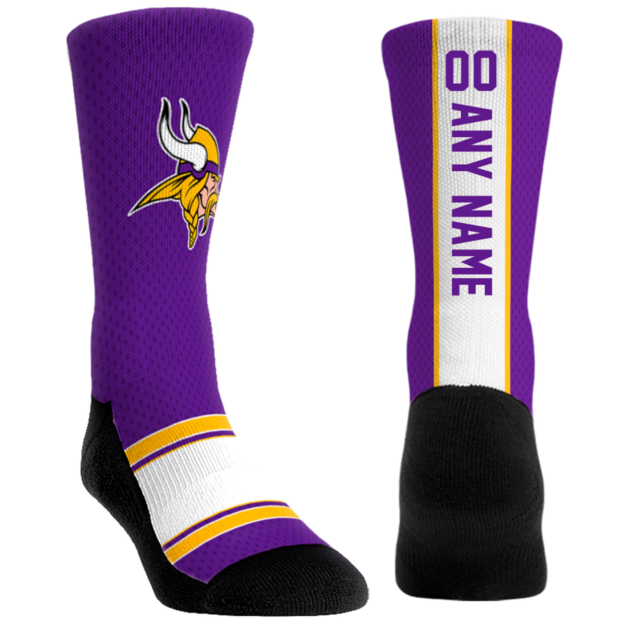 Unisex Rock Em Purple Minnesota Vikings Custom Jersey Crew Socks