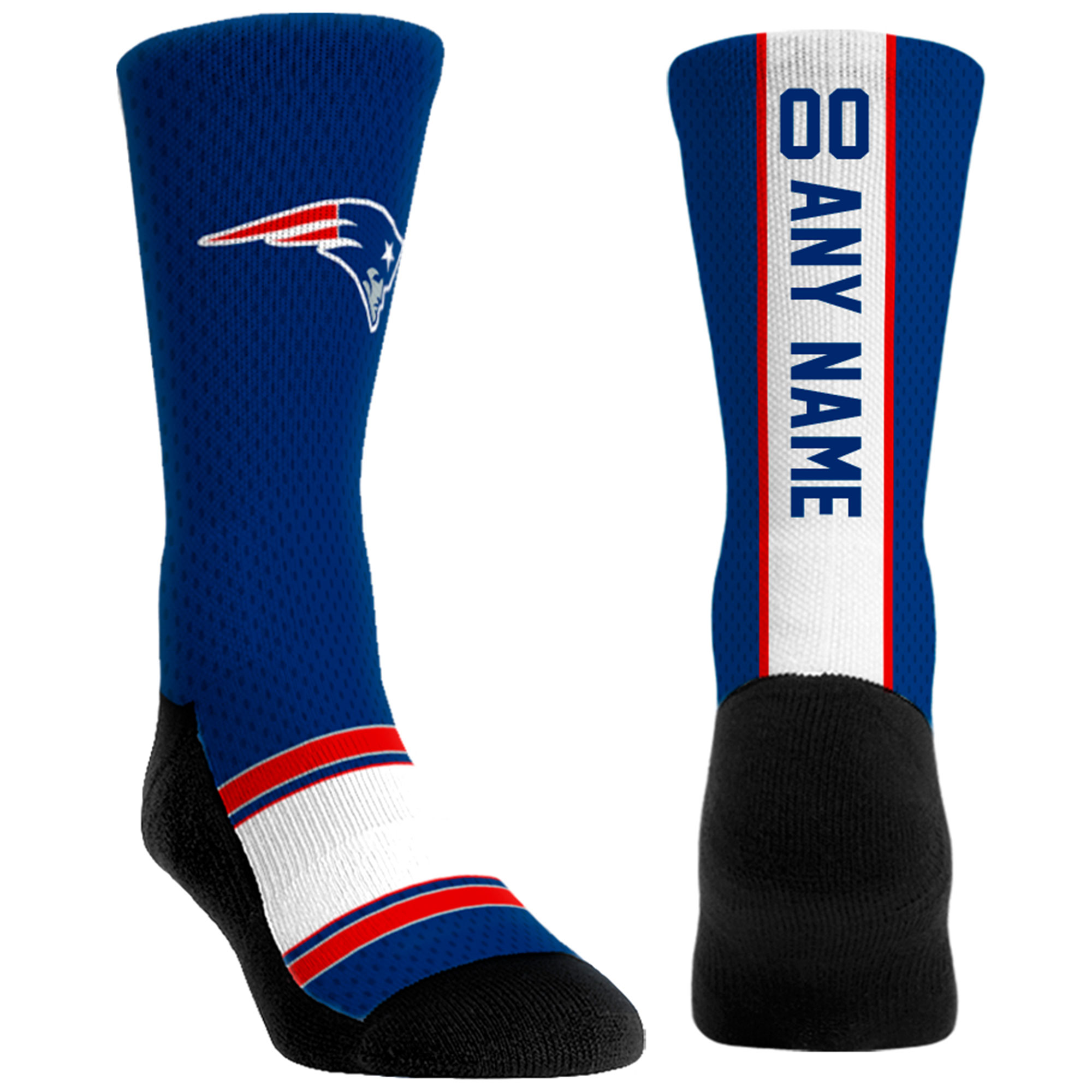 Unisex Rock Em Navy New England Patriots Custom Jersey Crew Socks