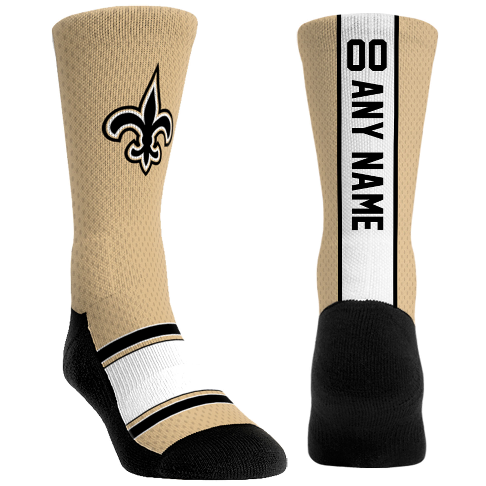 Unisex Rock Em Gold New Orleans Saints Custom Jersey Crew Socks