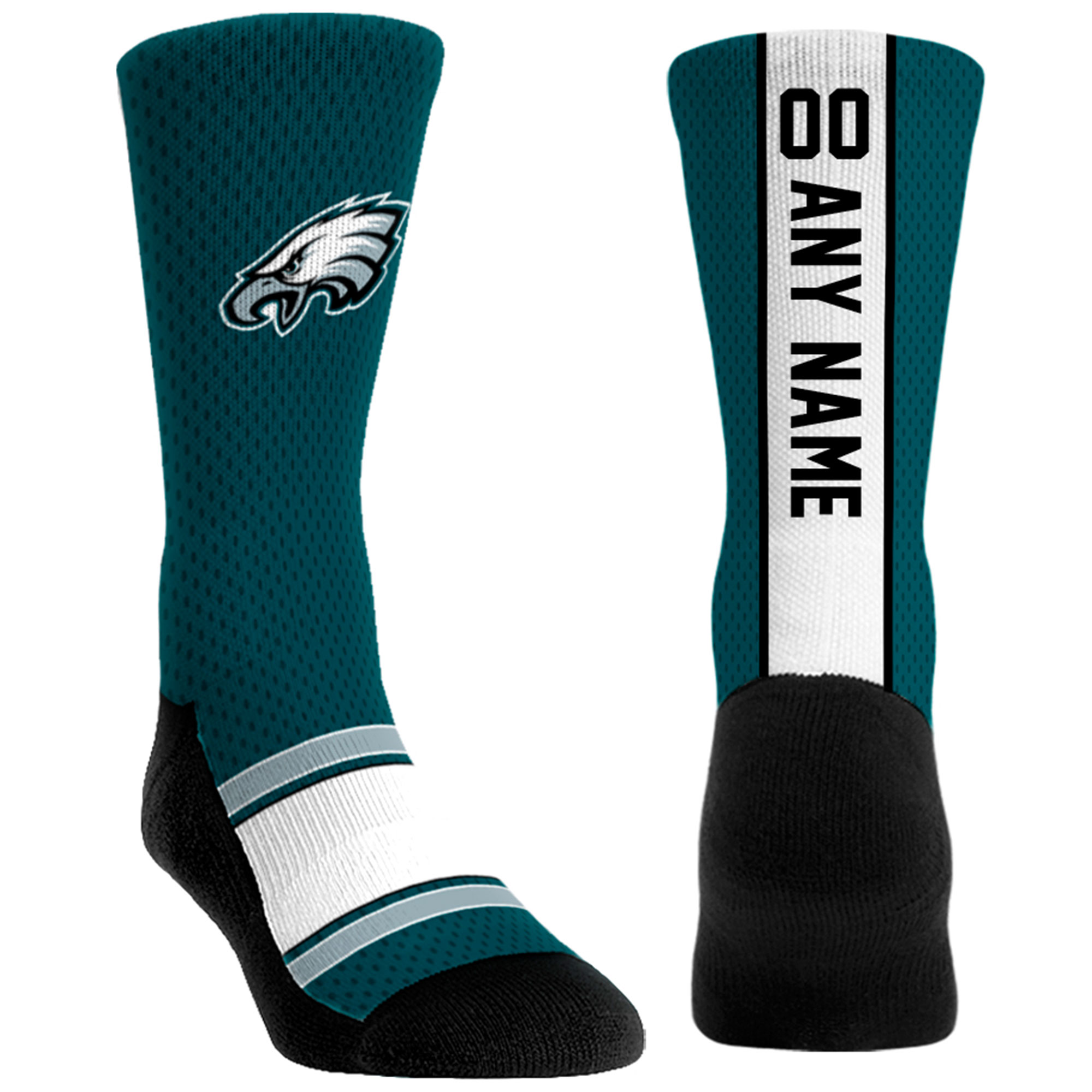 Unisex Rock Em Green Philadelphia Eagles Custom Jersey Crew Socks