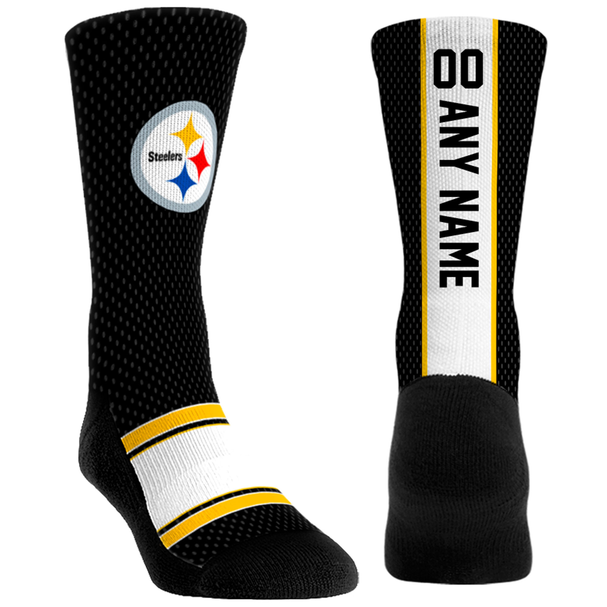 Unisex Rock Em Black Pittsburgh Steelers Custom Jersey Crew Socks
