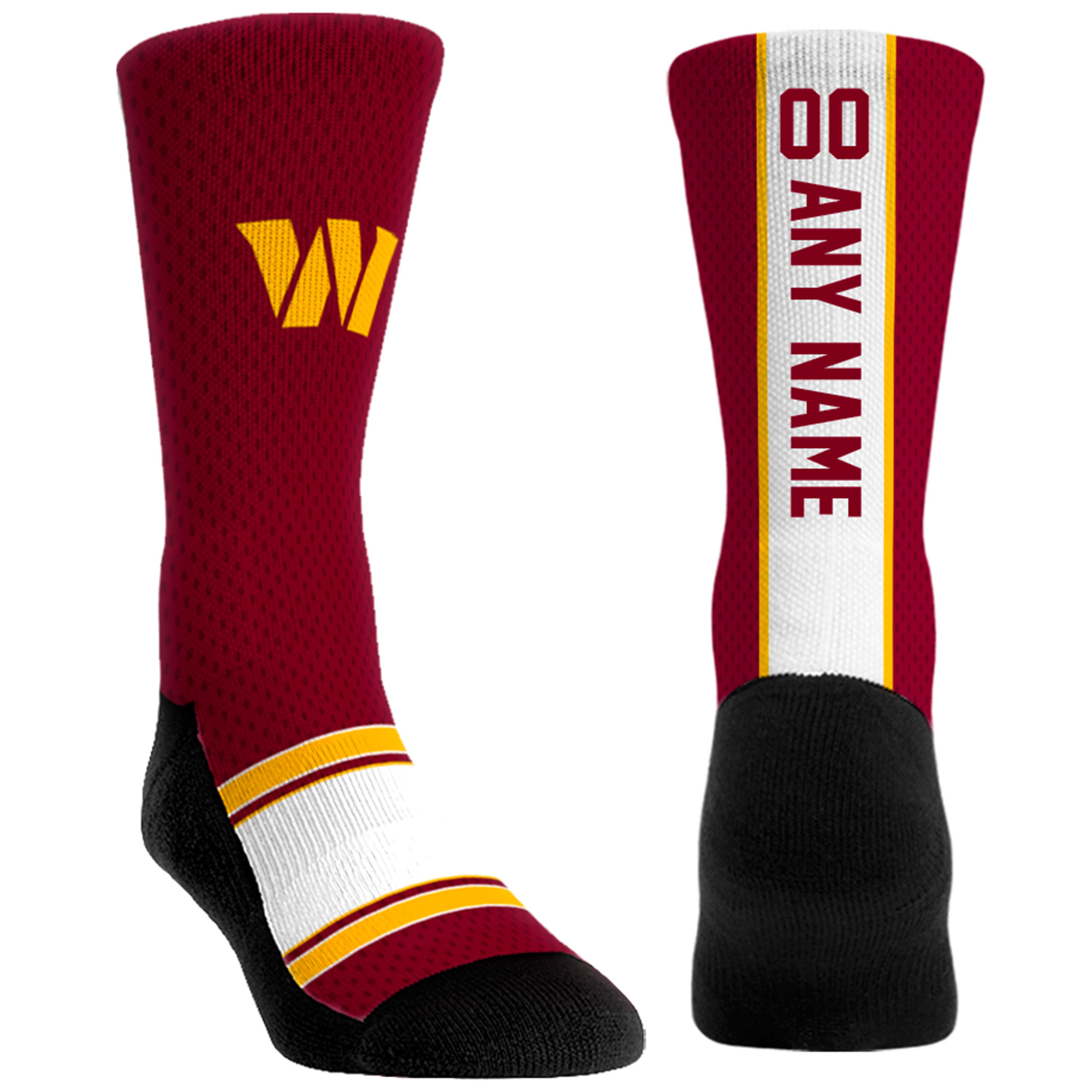 Unisex Rock Em Burgundy Washington Commanders Custom Jersey Crew Socks
